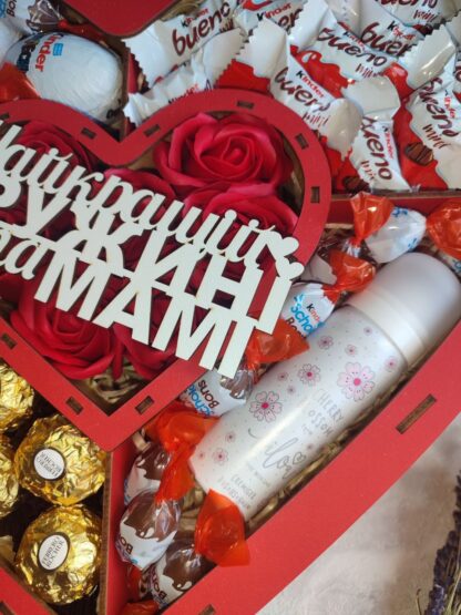 Солодкий бокс "Подвійне серце", (з прозорою кришкою), подарунок на свято - Зображення 2